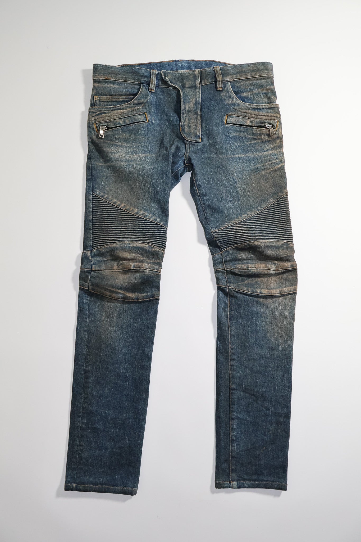 Balmain AW11 Mudwash Biker Denim