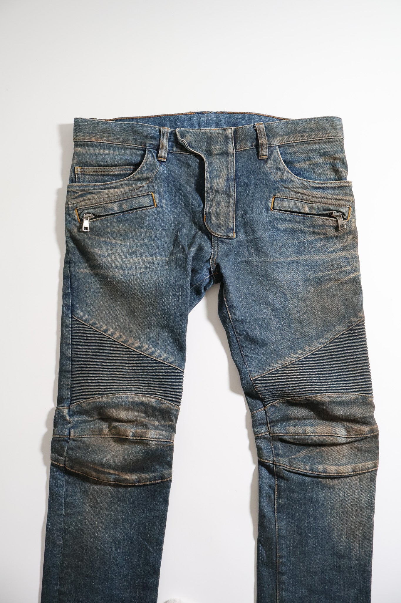Balmain AW11 Mudwash Biker Denim