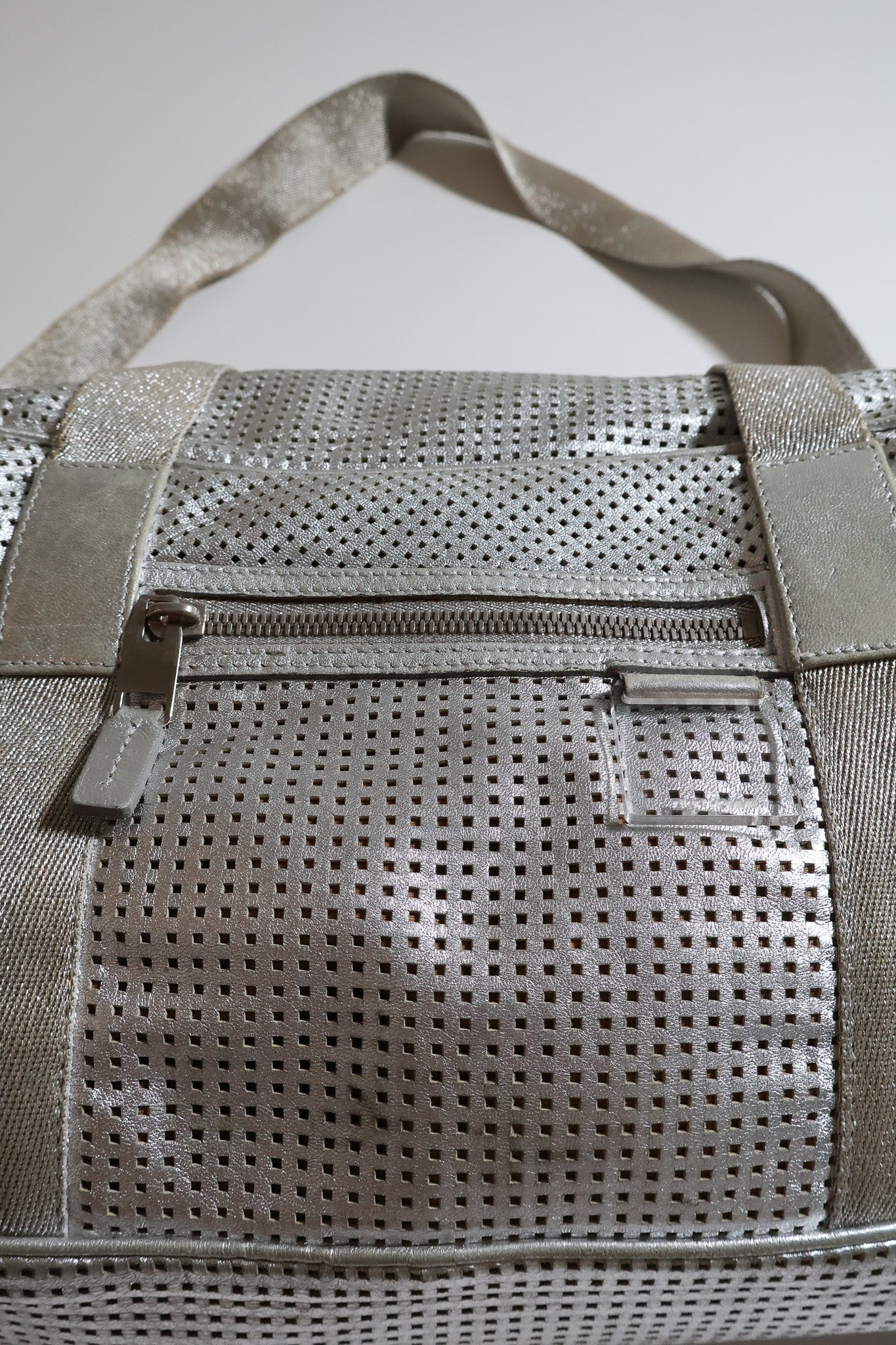 Dior Homme SS07 Silver Perforated Leather Duffel Bag