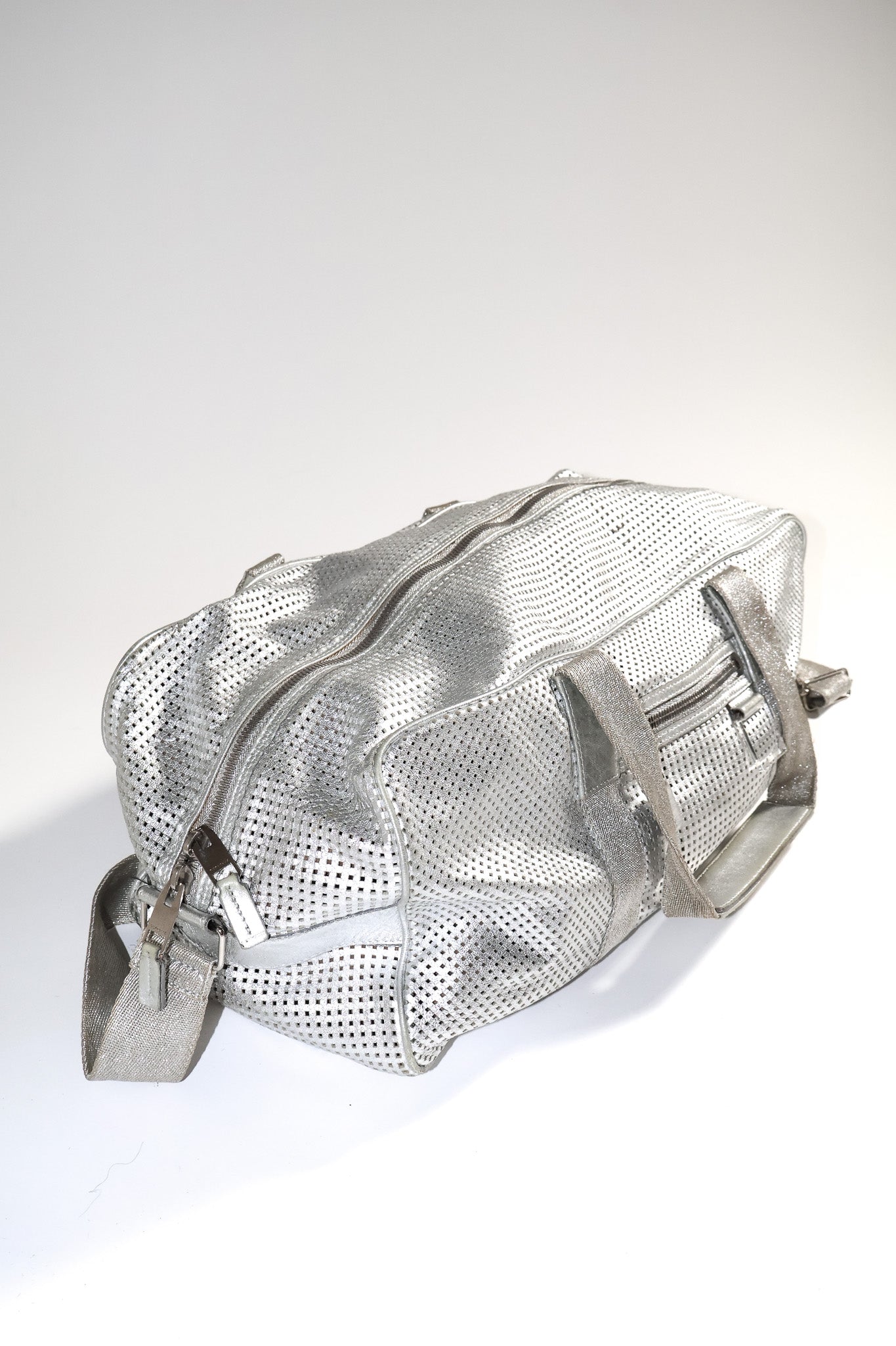 Dior Homme SS07 Silver Perforated Leather Duffel Bag