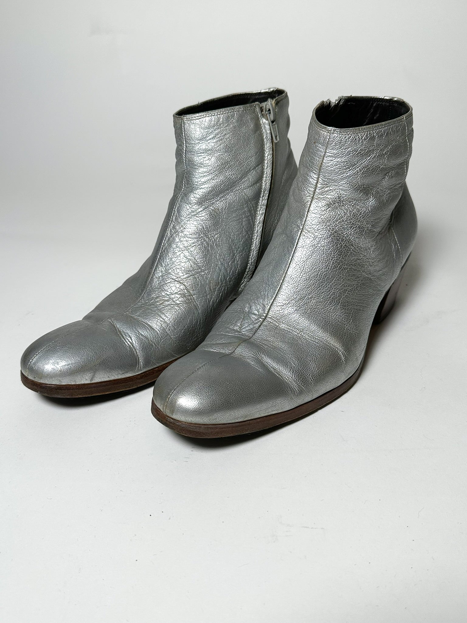 Dior Homme AW05 Silver 6.5 Cuban Heel Boots