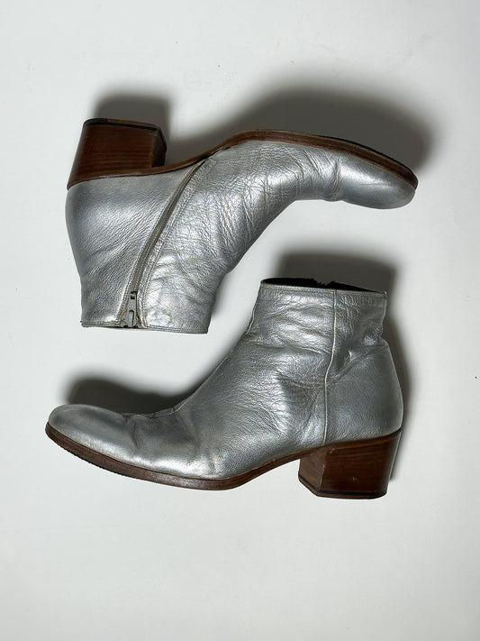 Dior Homme AW05 Silver 6.5 Cuban Heel Boots