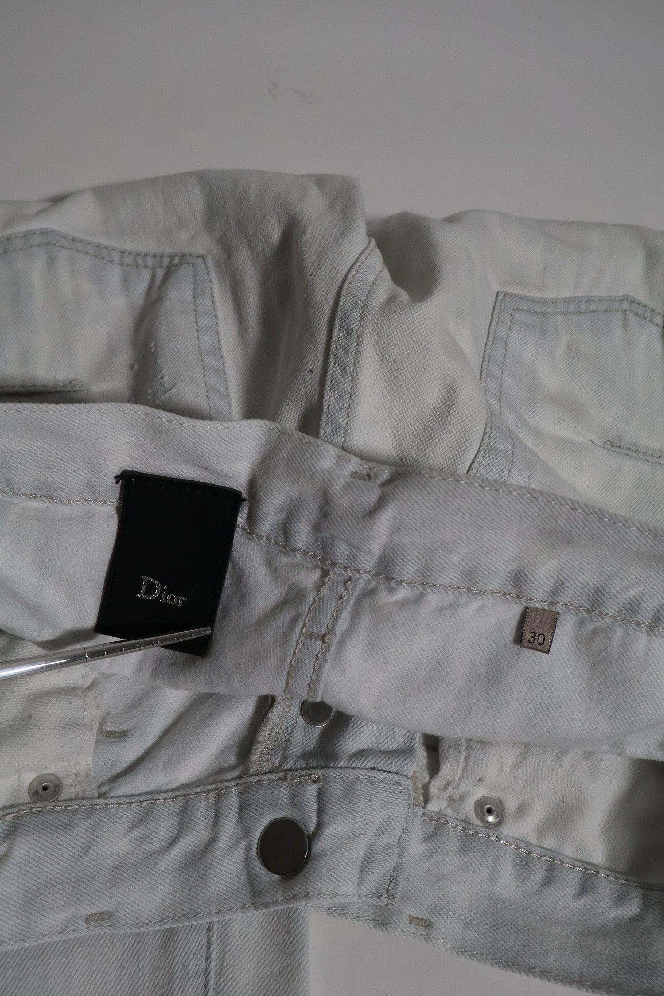 Dior Homme Distressed White Denim