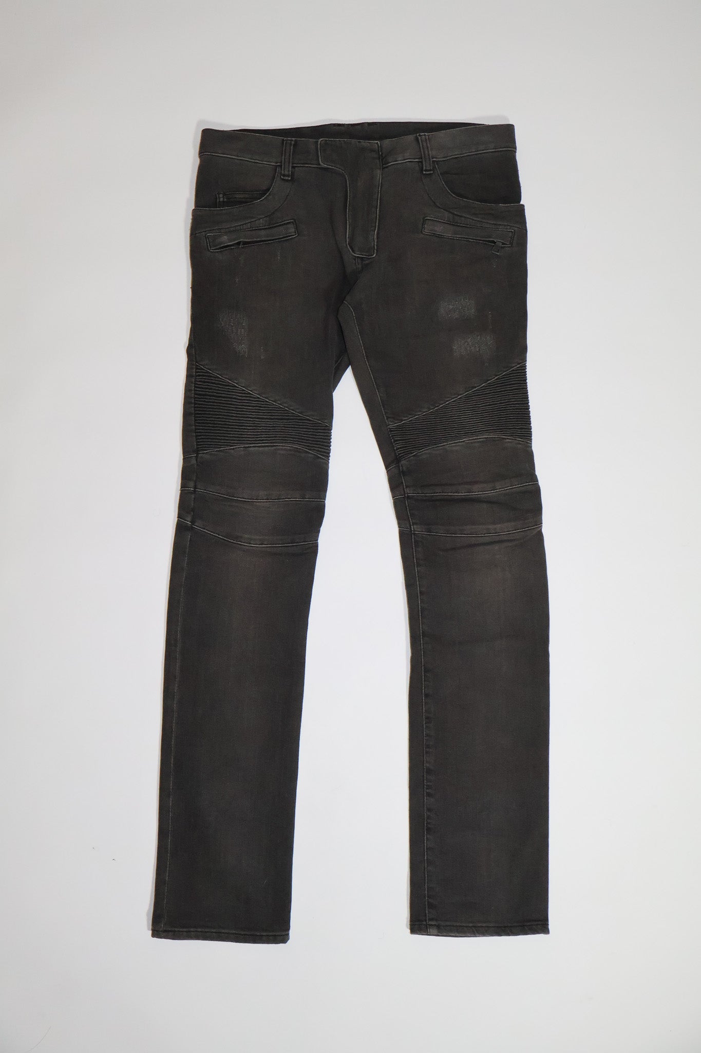Balmain AW11 Distressed Biker Denim