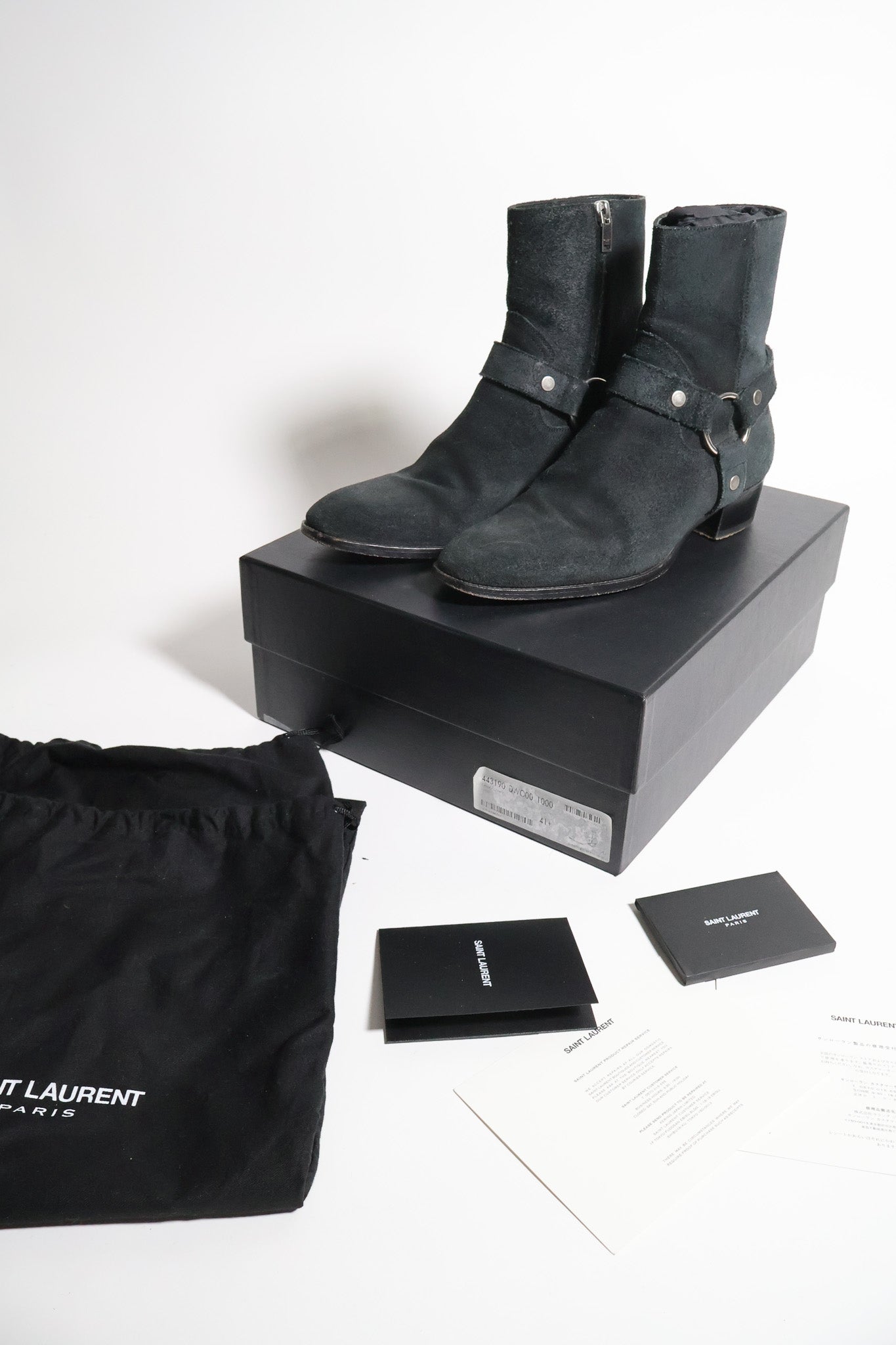 Saint Laurent Paris AW16 Suede Harness Wyatt Boots