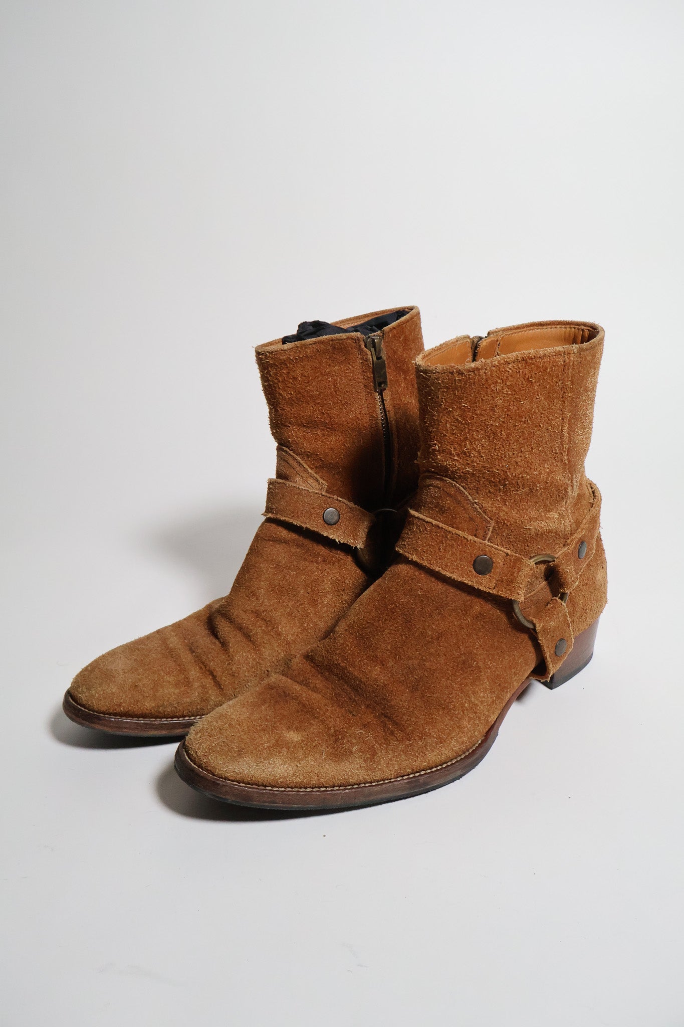 Saint Laurent Paris AW14 Suede Wyatt Harness Boots