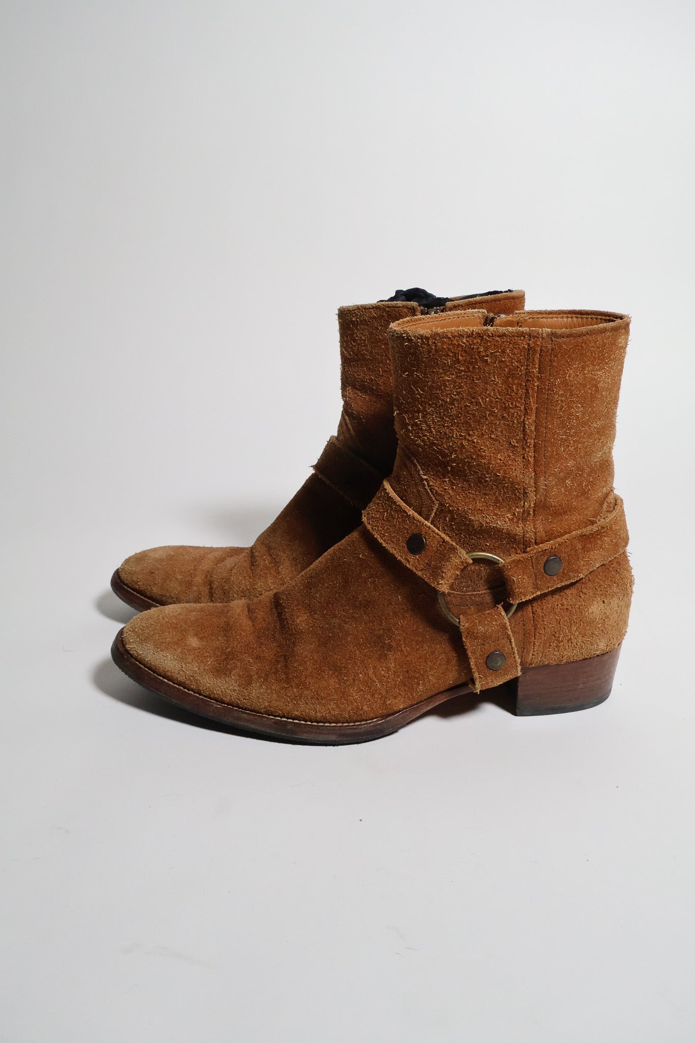 Saint Laurent Paris AW14 Suede Wyatt Harness Boots