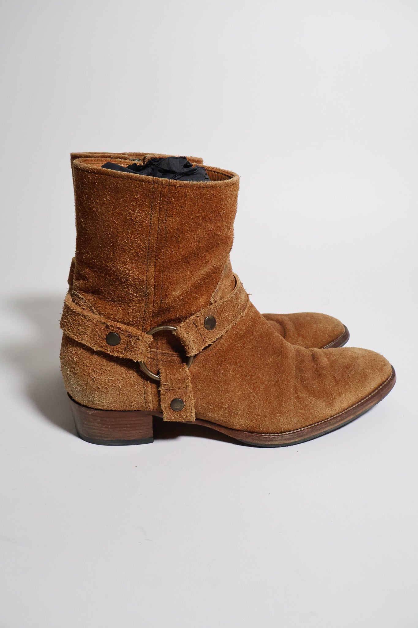 Saint Laurent Paris AW14 Suede Wyatt Harness Boots