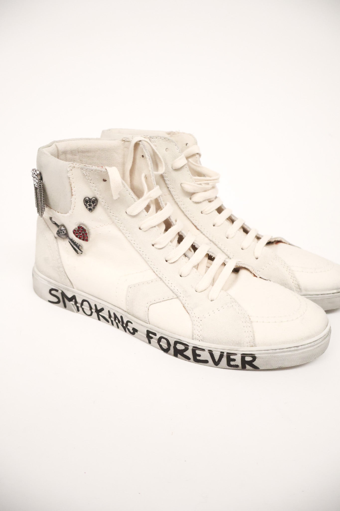 Saint Laurent Paris 'Smoking Forever' Charm Hightop Sneakers