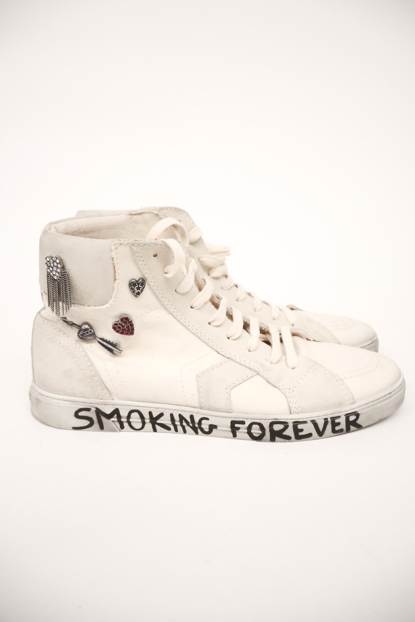 Saint Laurent Paris 'Smoking Forever' Charm Hightop Sneakers