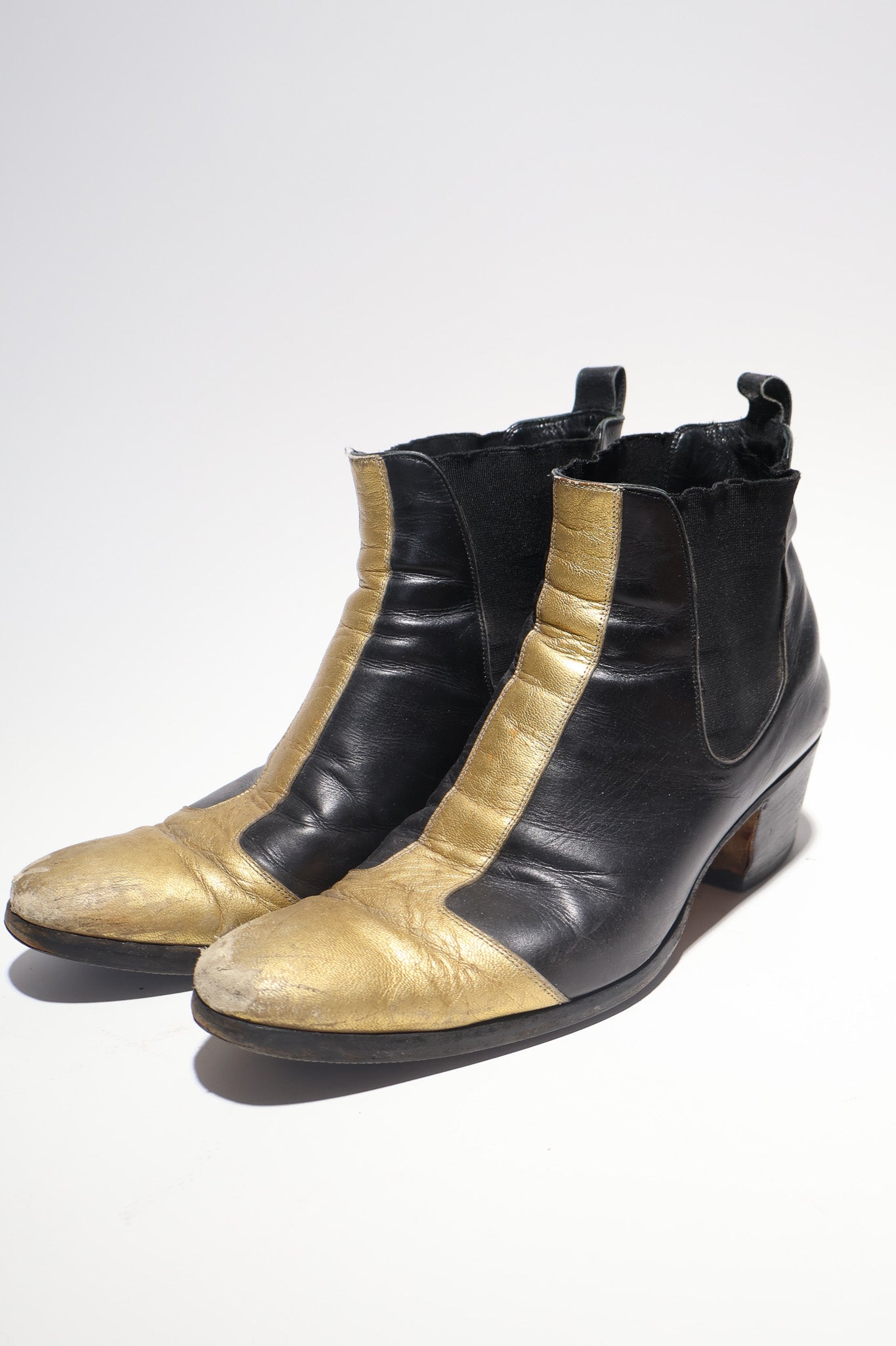 Dior Homme AW05 6.5 Heel Gold Runway Boots