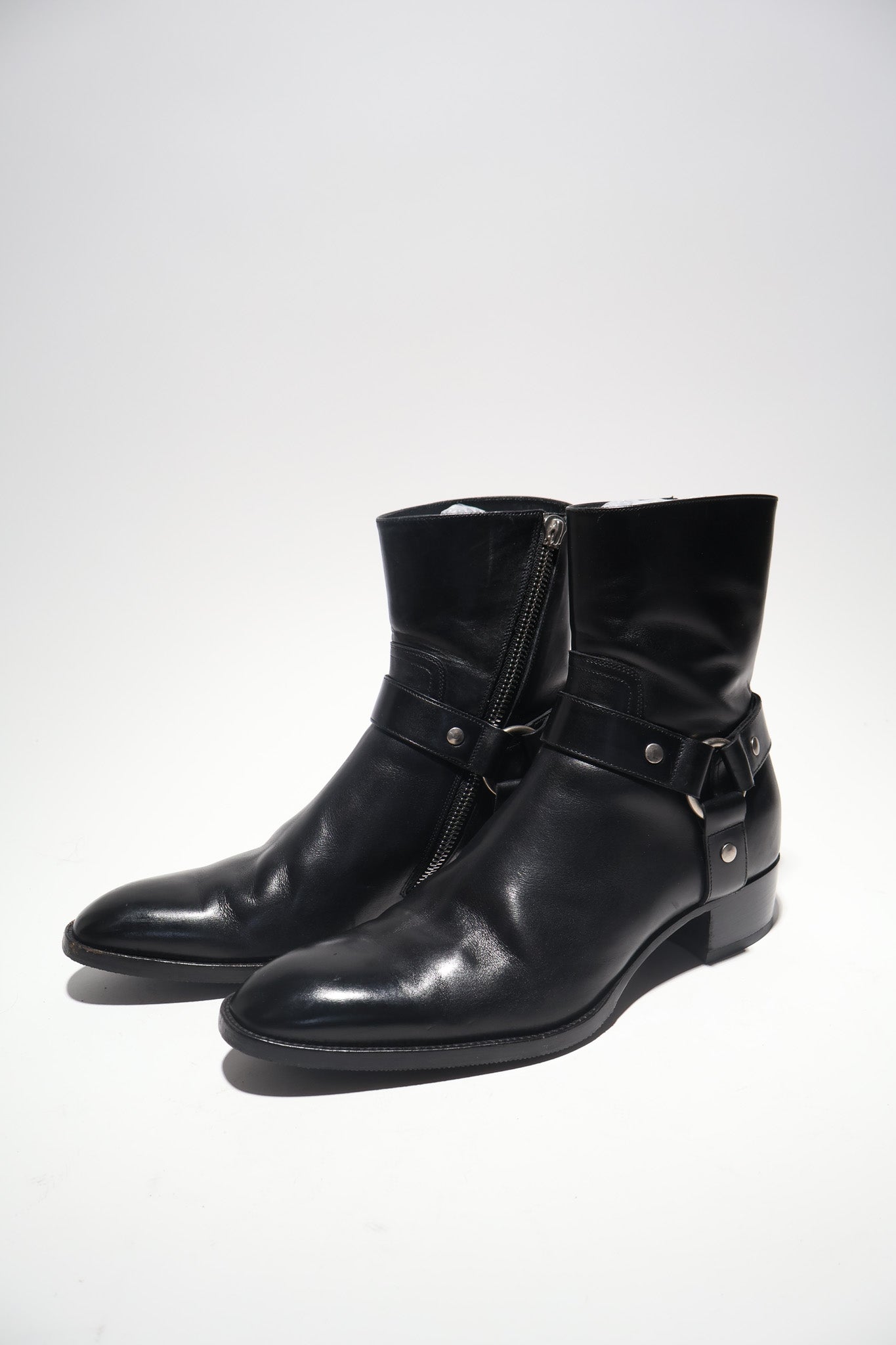 Saint Laurent Paris AW13 OG Exposed Zip Harness Wyatt Boots 43