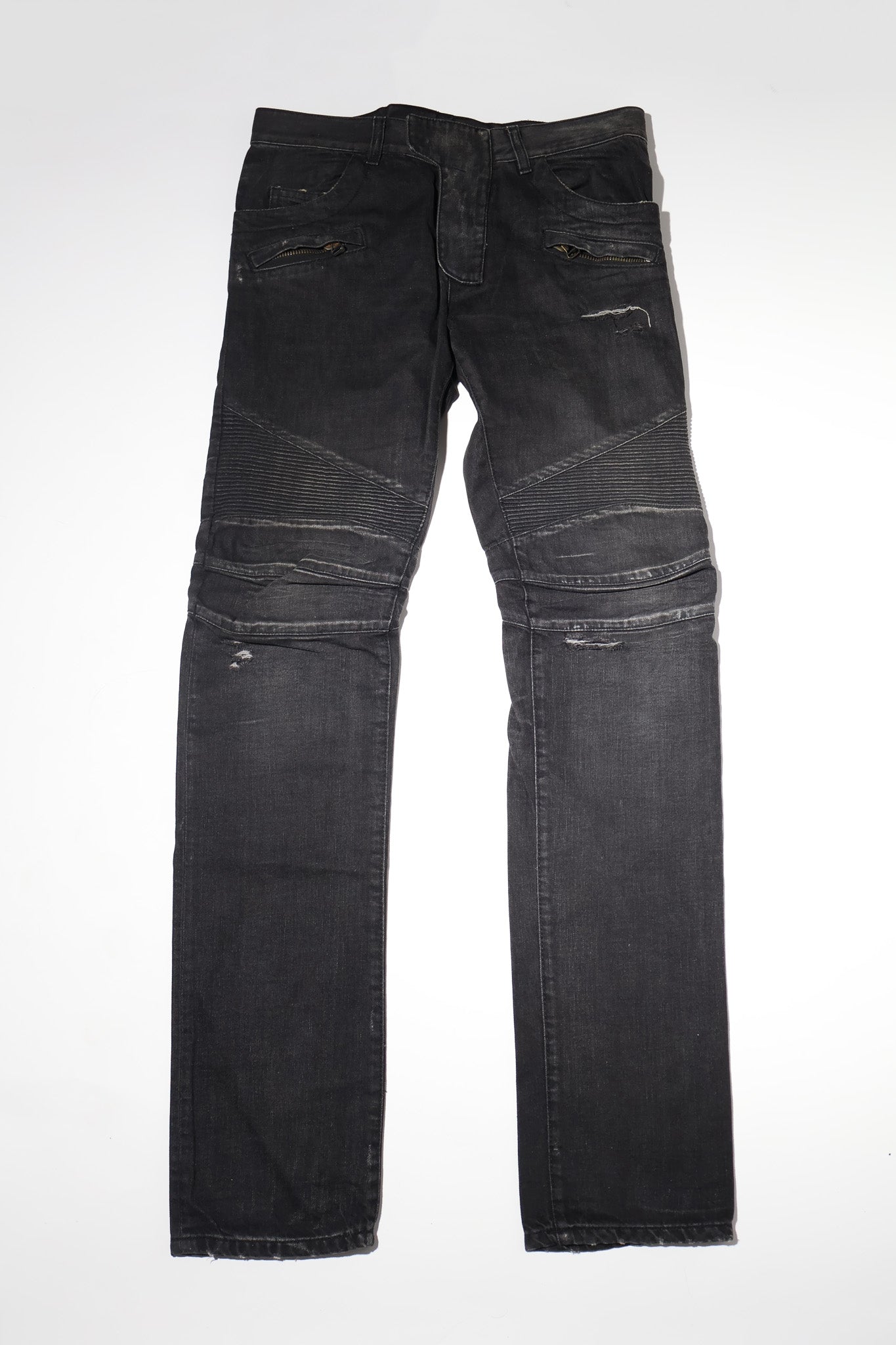 Balmain AW10 Campaign Wire Zip Biker Denim