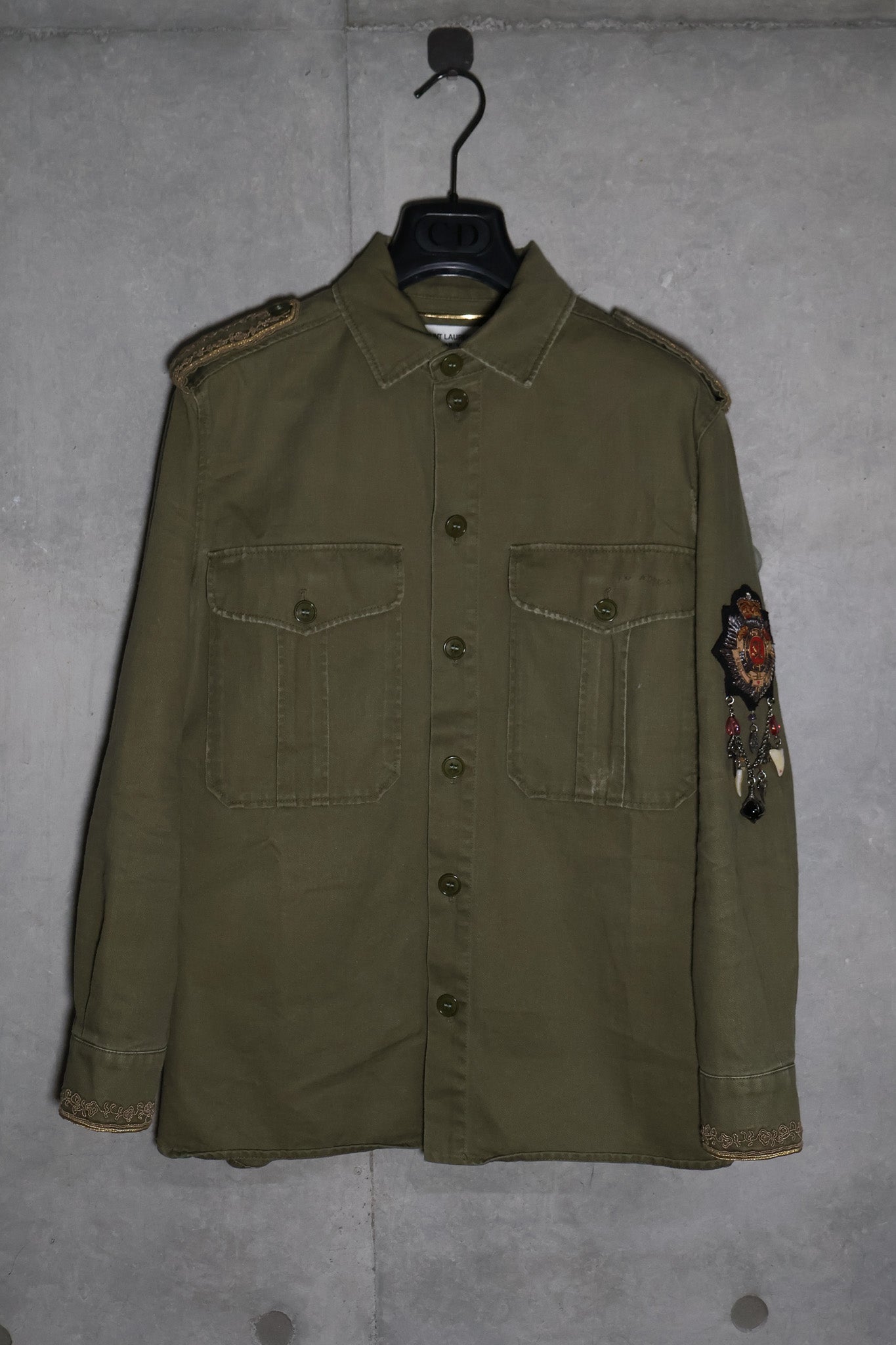 Saint Laurent AW18 Charm Khaki Military Button Up