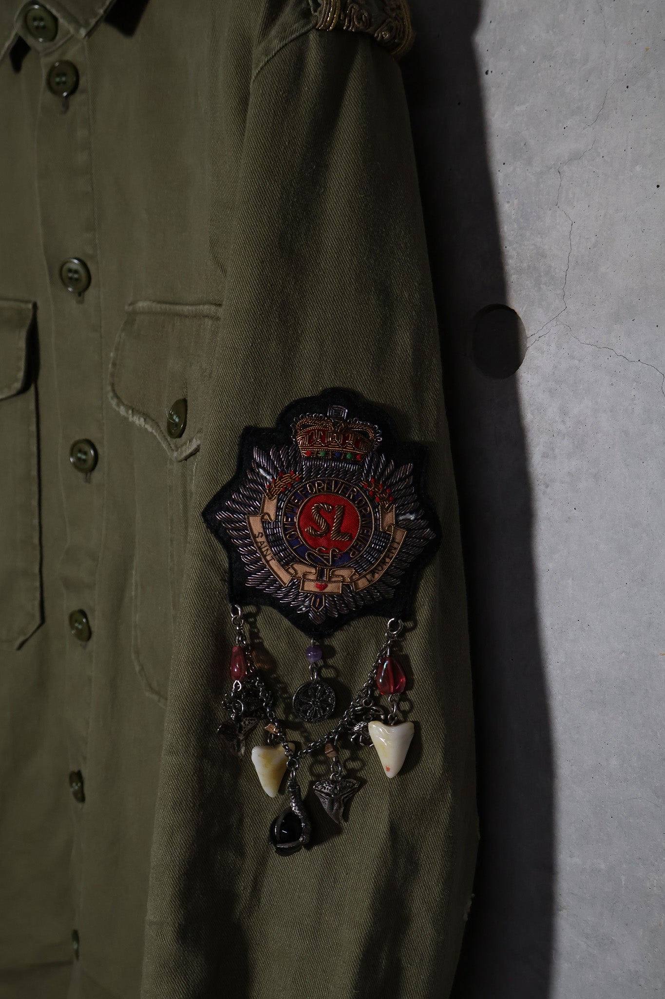 Saint Laurent AW18 Charm Khaki Military Button Up
