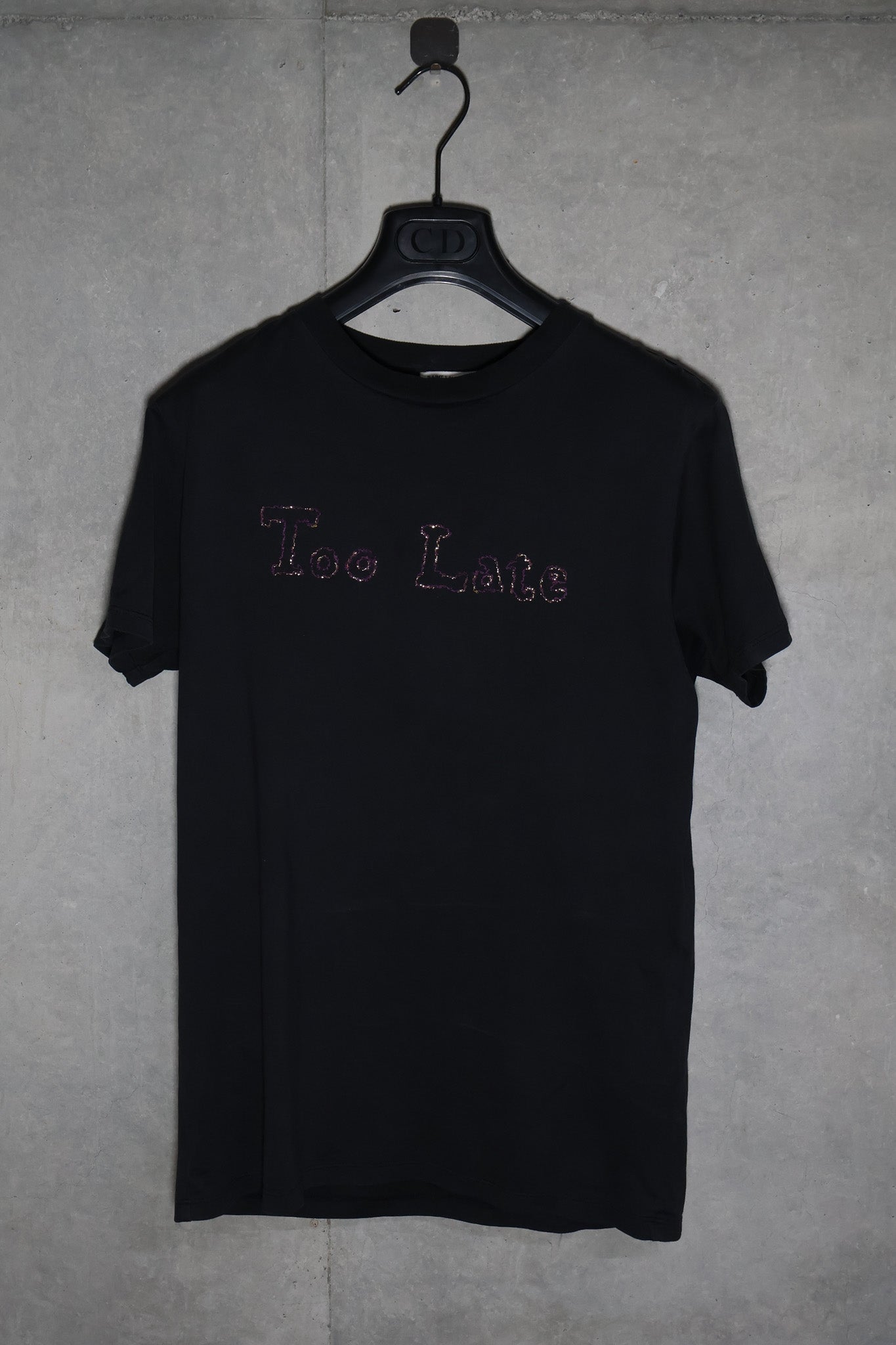 Saint Laurent Paris SS16 ‘Too Late’ Glitter Embroidered Tee