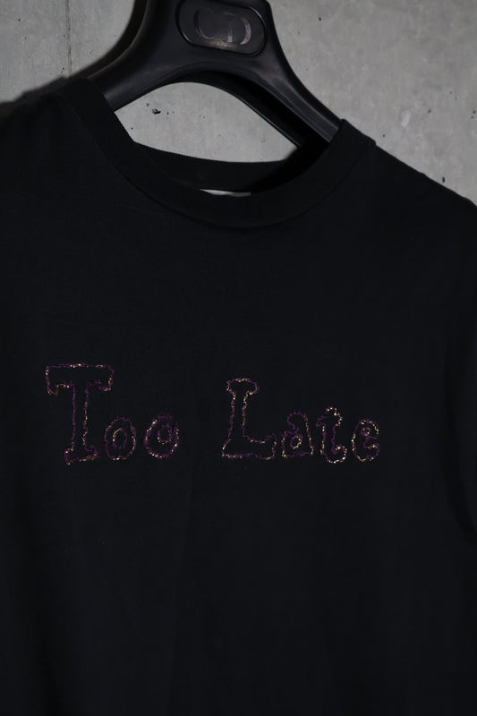 Saint Laurent Paris SS16 ‘Too Late’ Glitter Embroidered Tee
