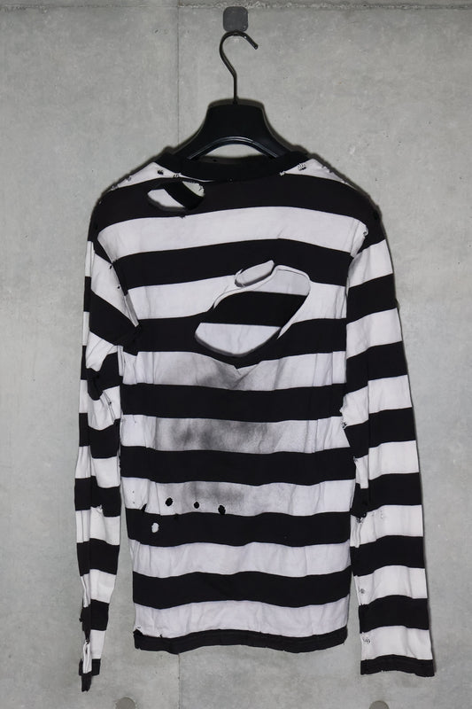 Number (N)ine SS02 Modern Age Distressed Striped Long Sleeve