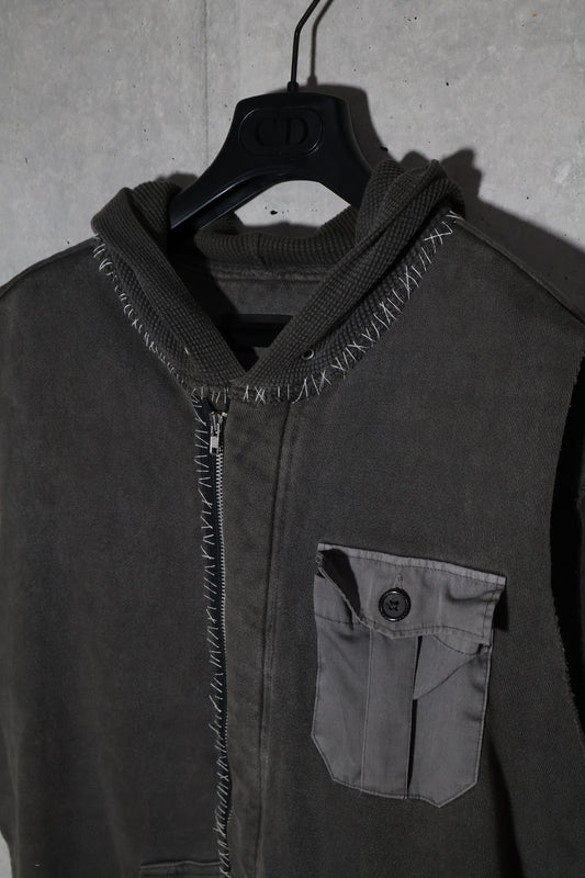 Undercover SS03 Scab Sleeveless Washed Zip Up Hoodie