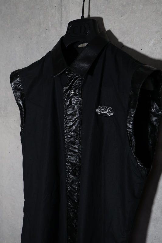 Dior Homme SS04 Ruched Satin Snake Sleeveless Shirt