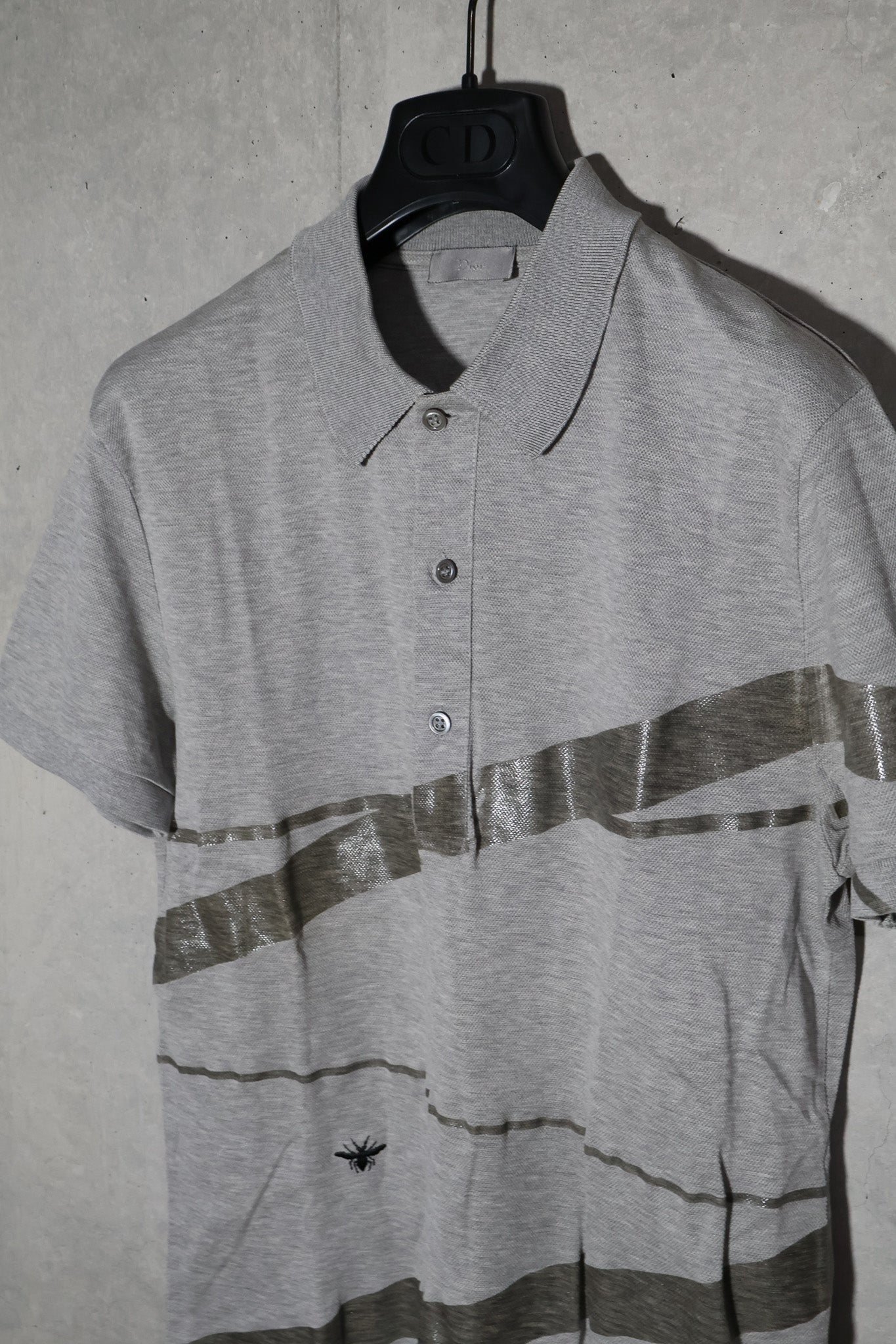Dior Homme SS04 Coated Strip Polo Shirt