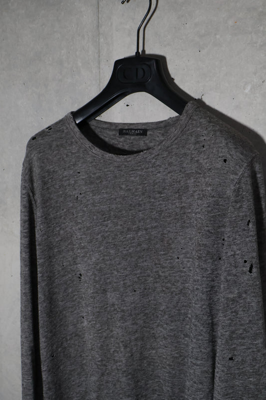 Balmain SS10 Linen Distressed Longsleeve