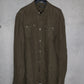 Balmain SS13 Khaki Military Raw Collar Button Up Shirt