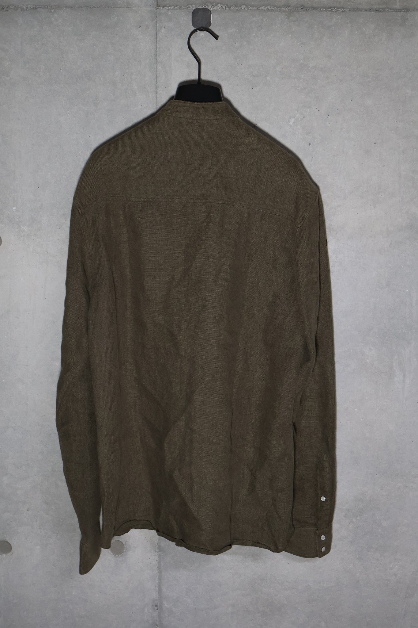 Balmain SS13 Khaki Military Raw Collar Button Up Shirt