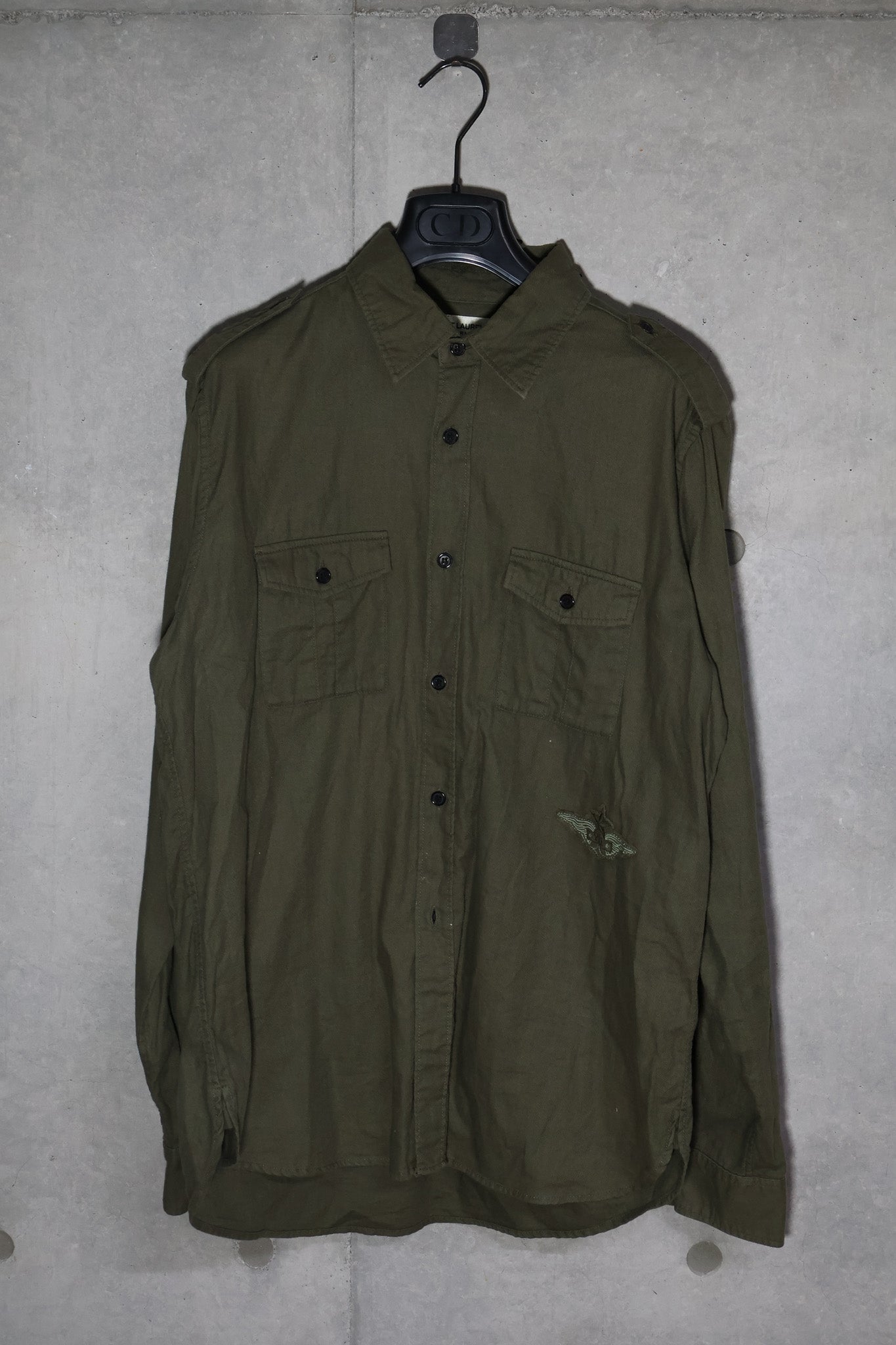 Saint Laurent SS17 Crested Military Button Up Shirt