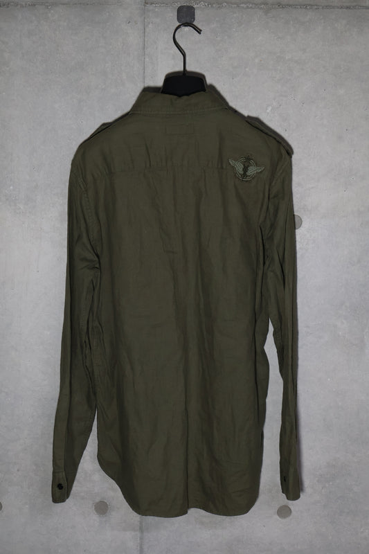 Saint Laurent SS17 Crested Military Button Up Shirt