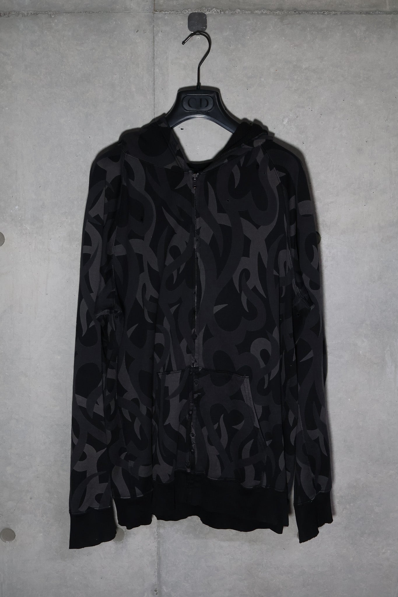 Number (N)ine AW04 Black Tribal Zip Up Hoodie