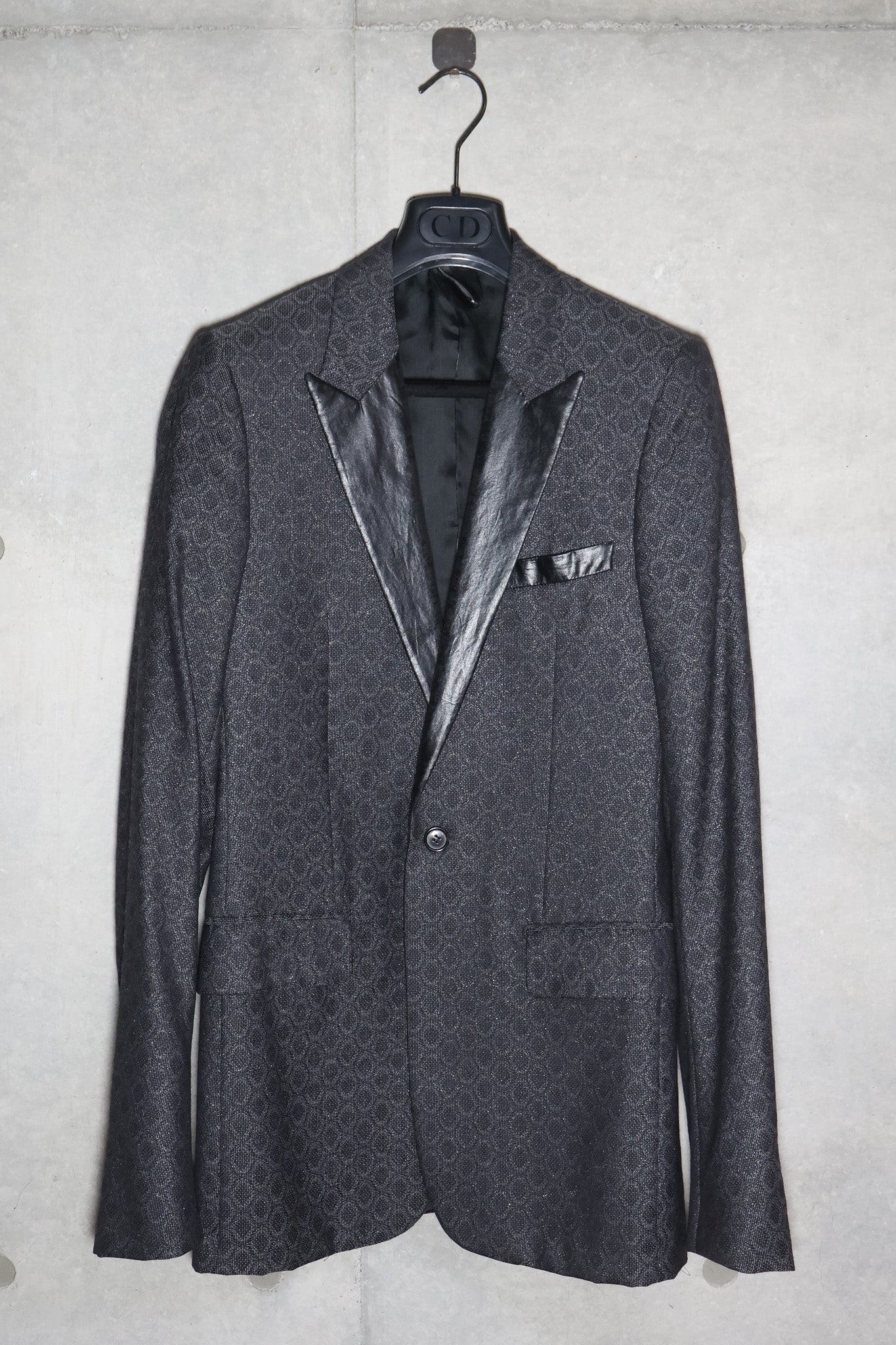 Dior Homme SS04 Strip Runway Coated Lapel Printed Blazer