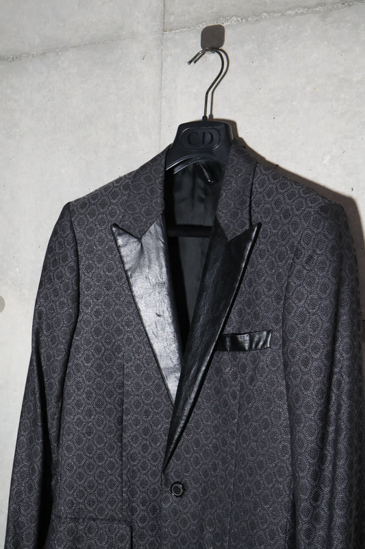 Dior Homme SS04 Strip Runway Coated Lapel Printed Blazer