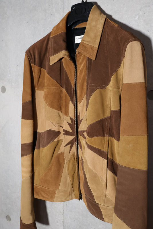 Saint Laurent SS15 Runway Suede Patchwork Jacket