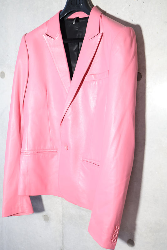 Dior Homme SS05 Runway Pink Leather 1B Blazer