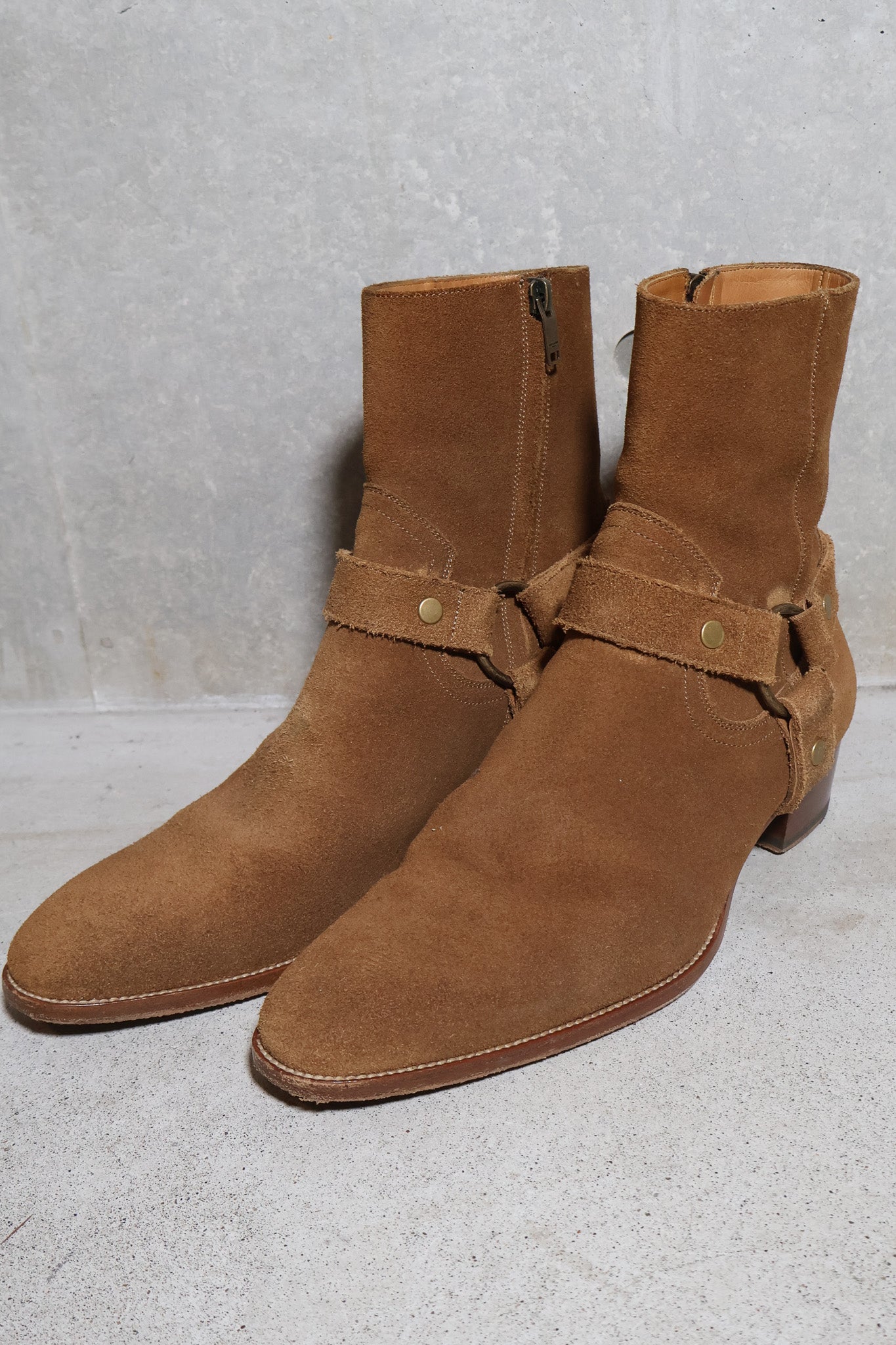 Saint Laurent Paris AW16 Suede Harness Wyatt Boots