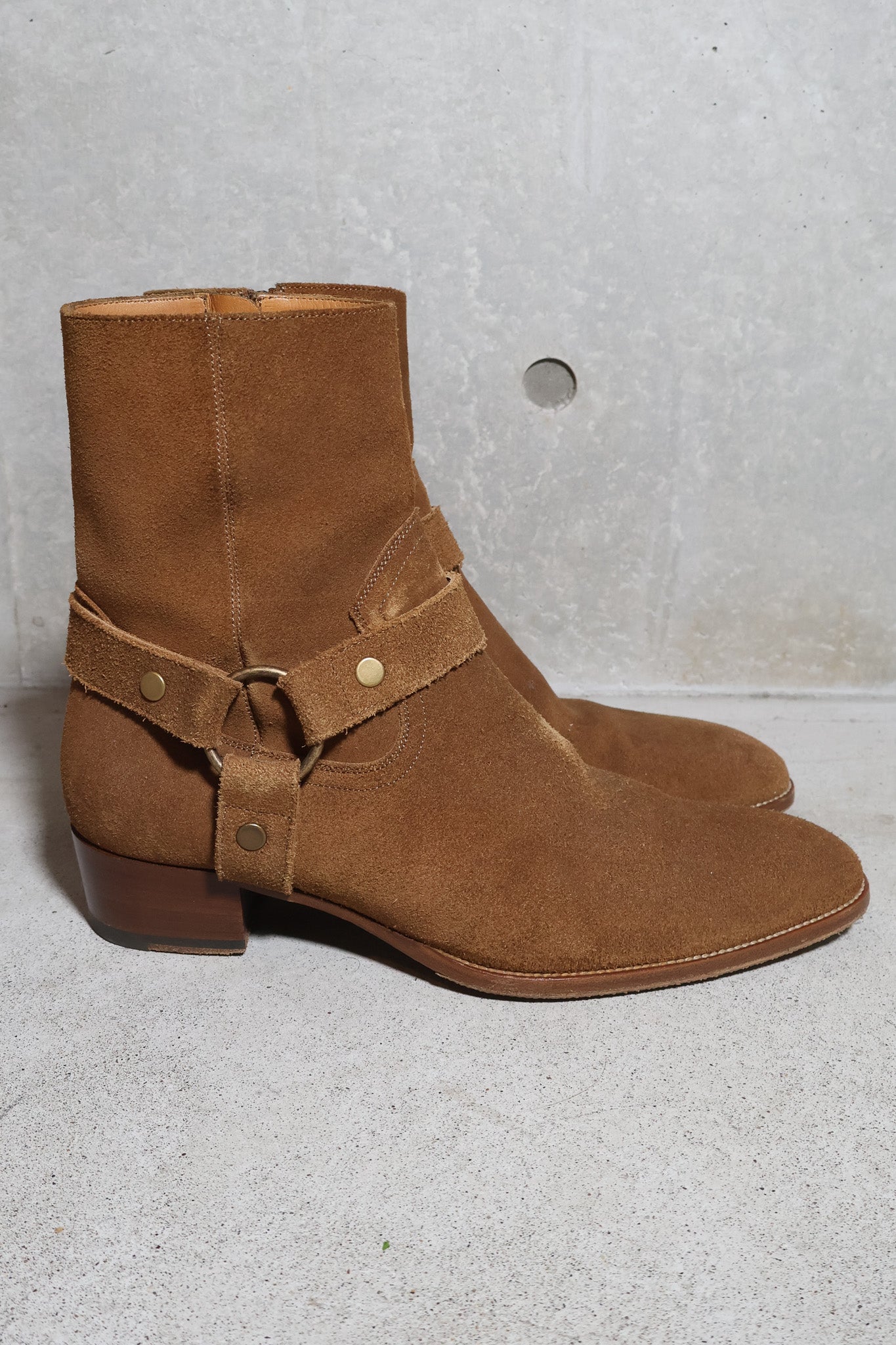Saint Laurent Paris AW16 Suede Harness Wyatt Boots