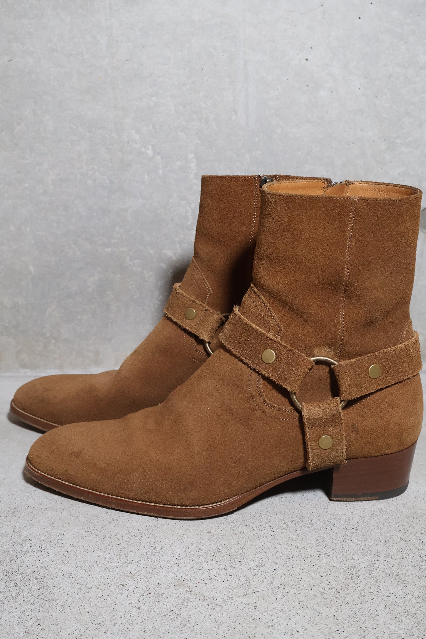 Saint Laurent Paris AW16 Suede Harness Wyatt Boots