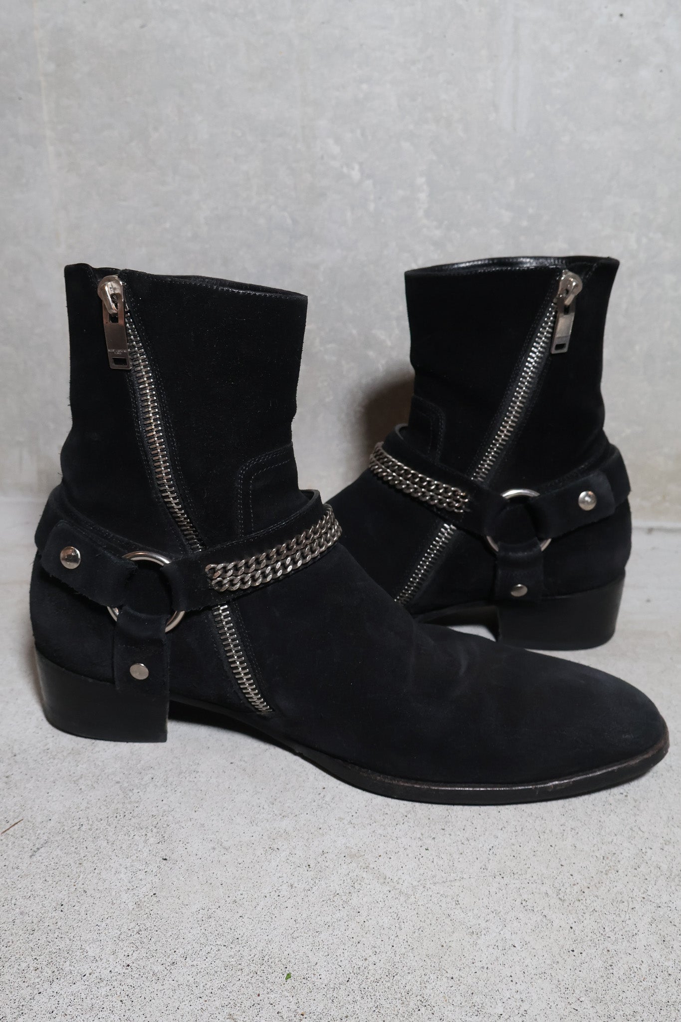 Saint Laurent AW13 Suede Chain Harness Boots