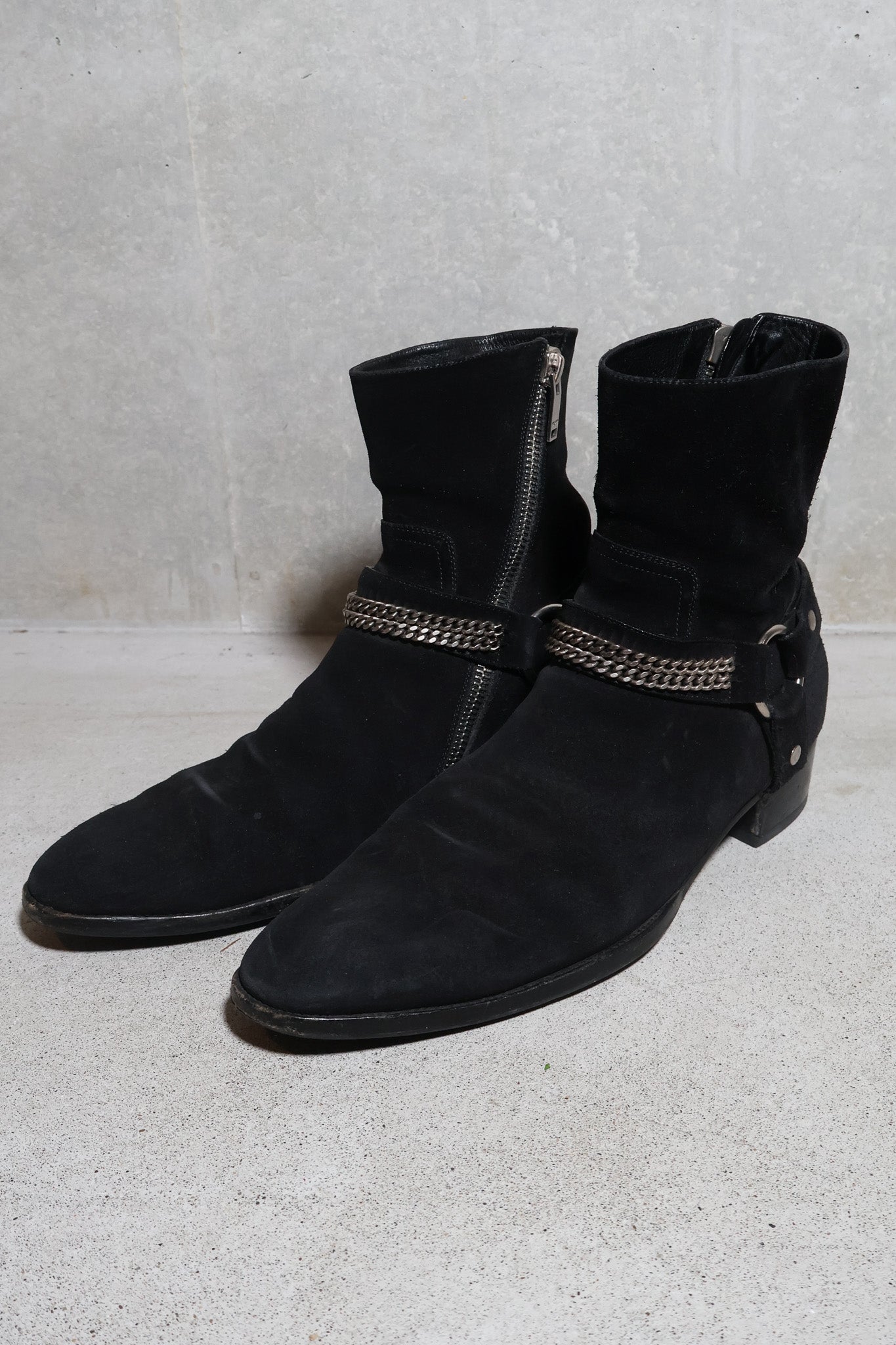 Saint Laurent AW13 Suede Chain Harness Boots