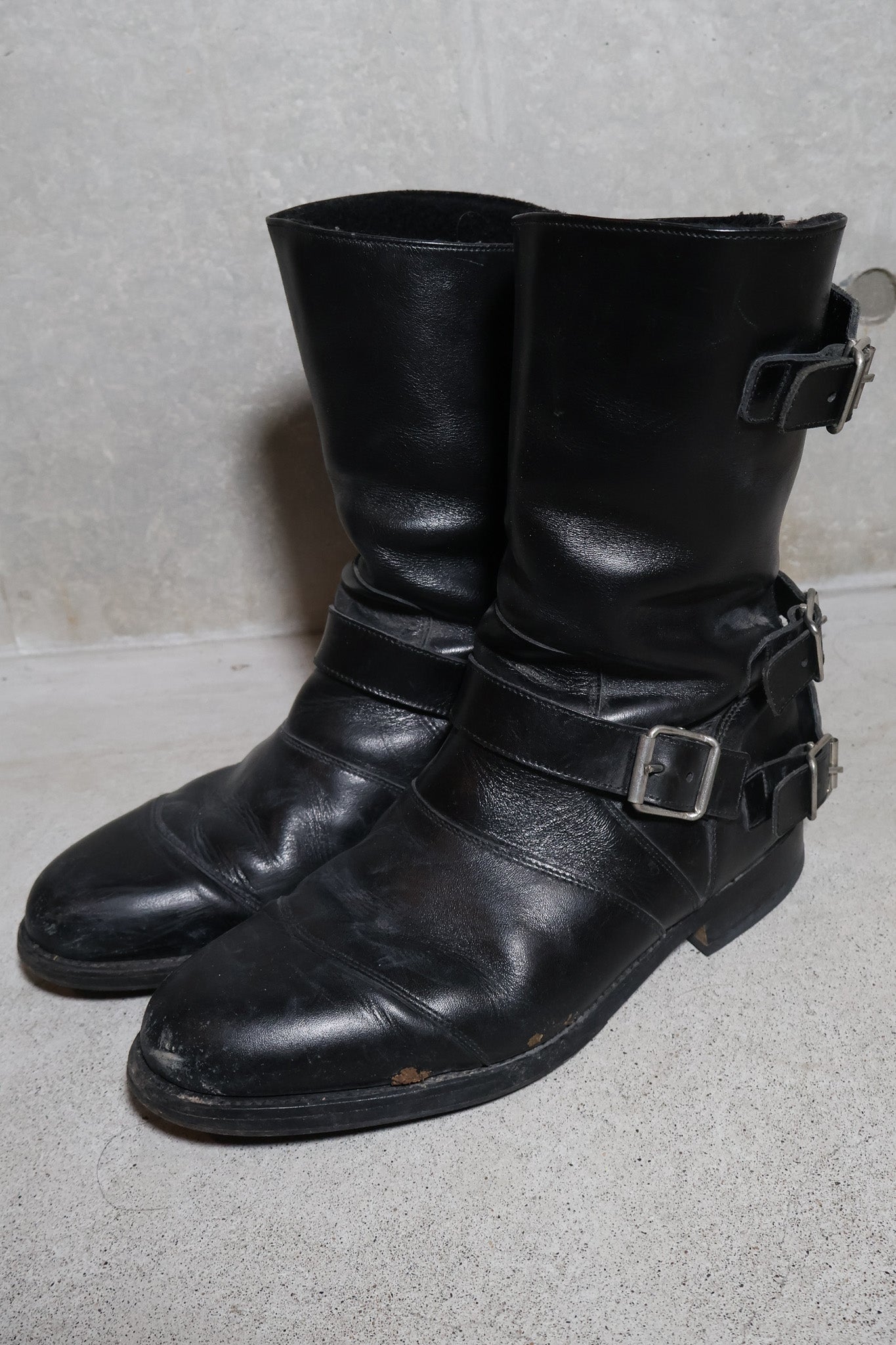 Balmain AW12 Campaign Buckled Shearling Engineer Boots