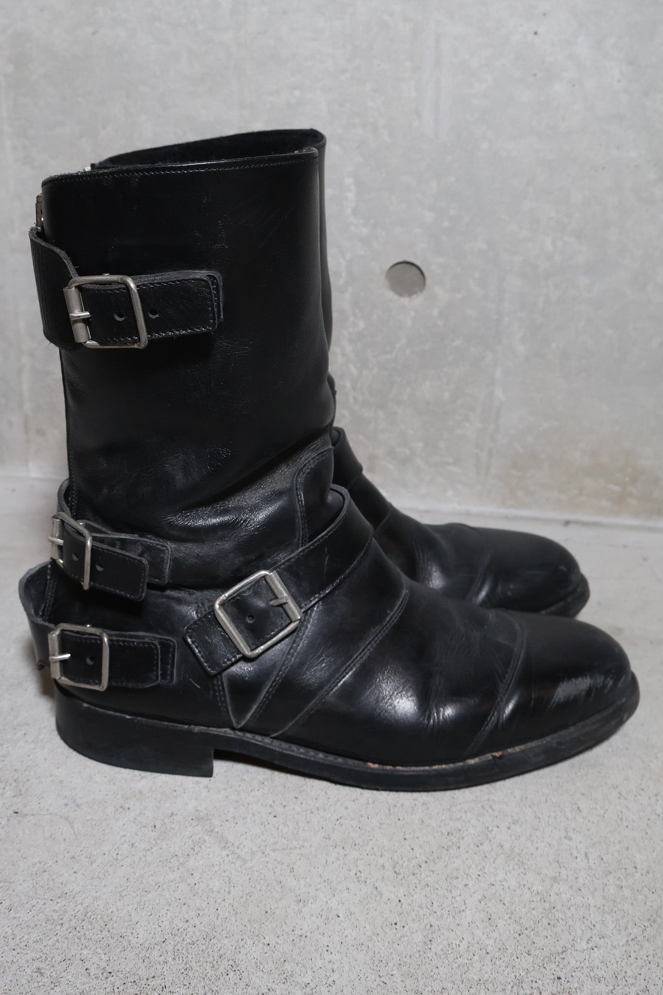 Balmain AW12 Campaign Buckled Shearling Engineer Boots