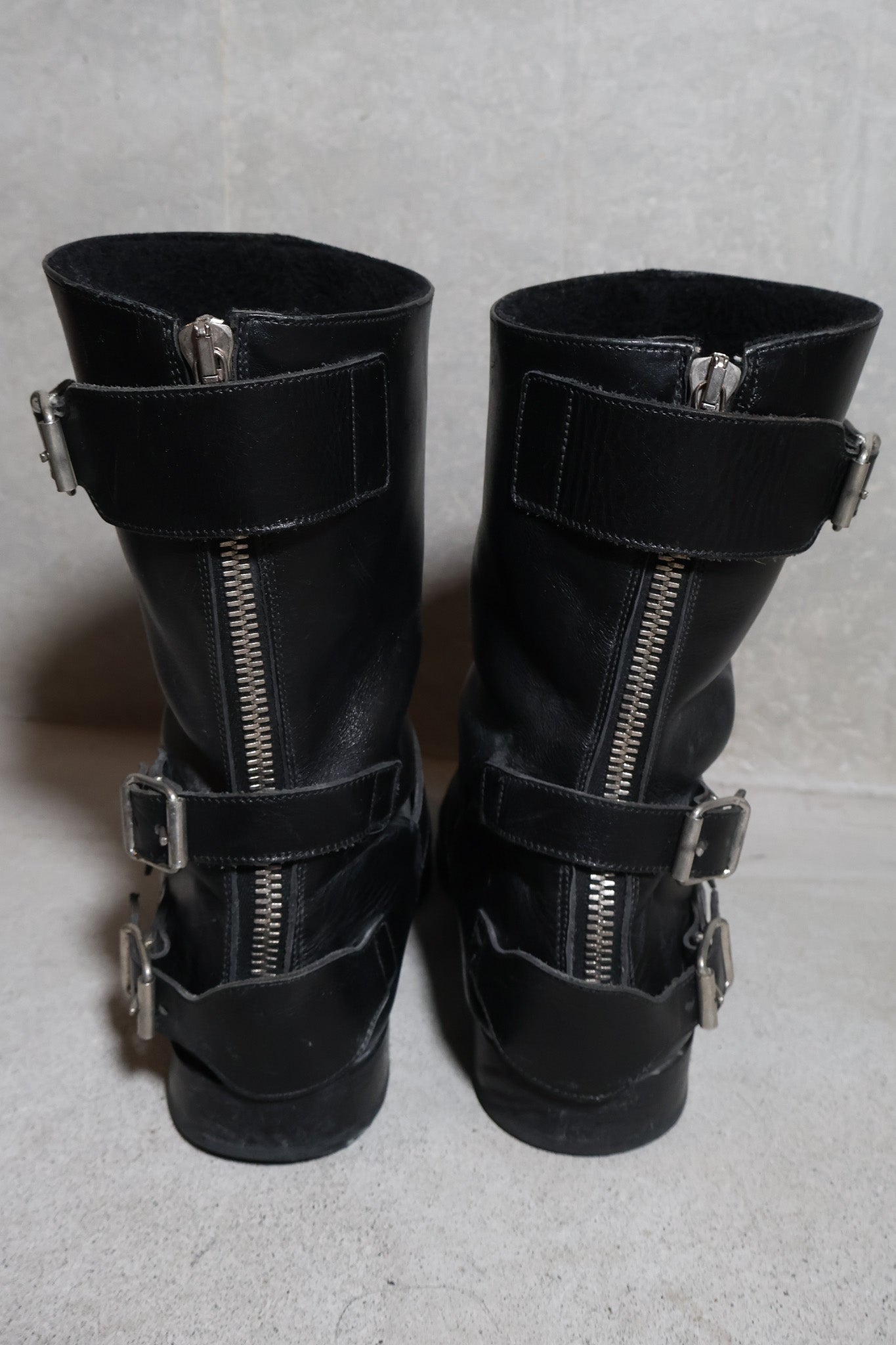 Balmain AW12 Campaign Buckled Shearling Engineer Boots