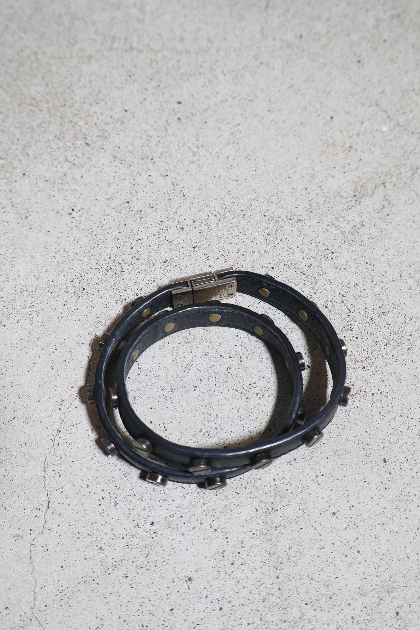 Saint Laurent SS20 Double Wrap Leather Screw Stud Bracelet