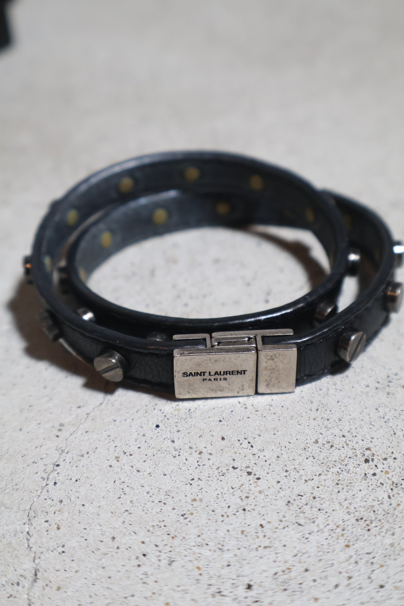 Saint Laurent SS20 Double Wrap Leather Screw Stud Bracelet