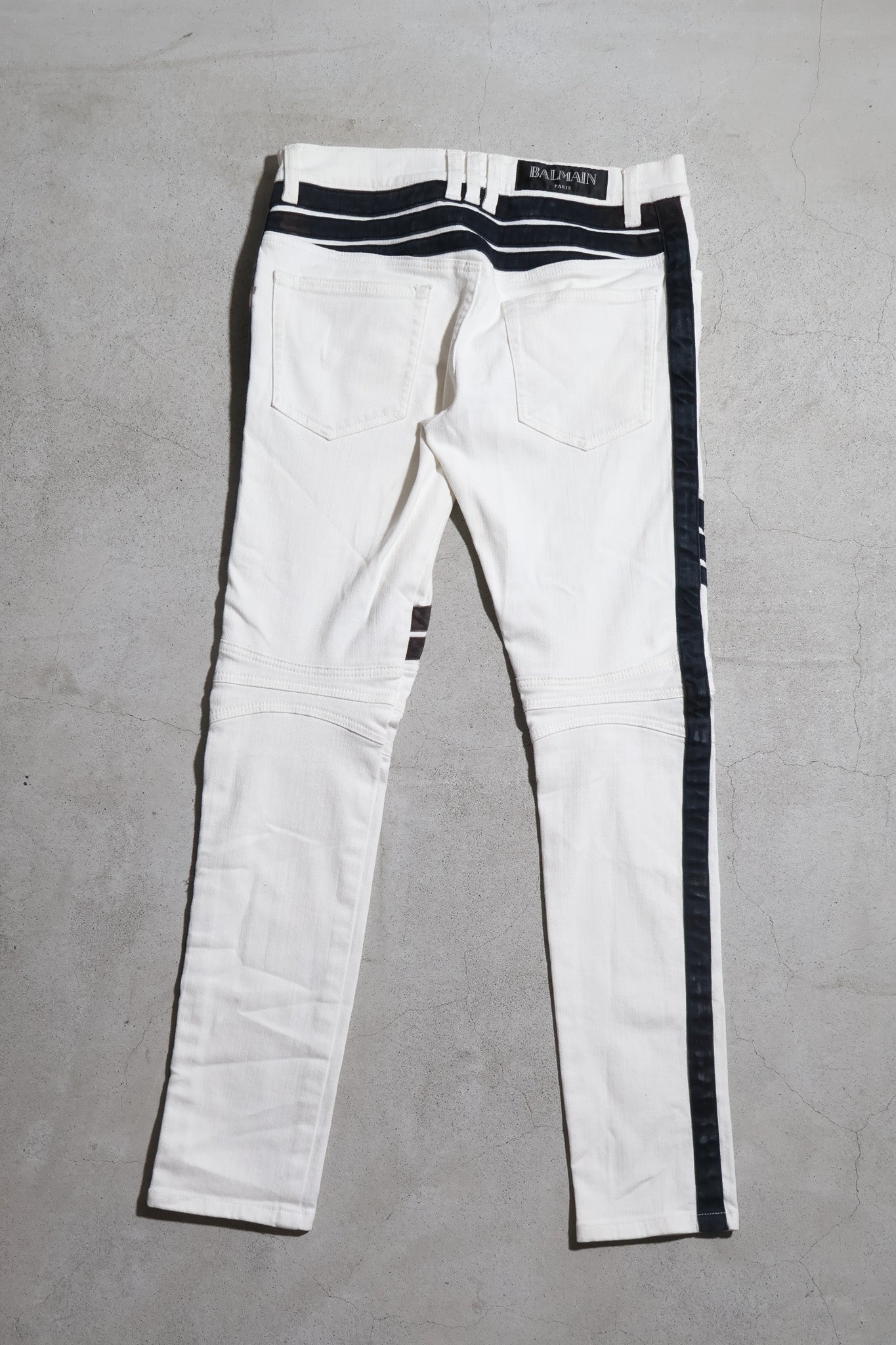 Balmain SS15 Striped Biker Denim