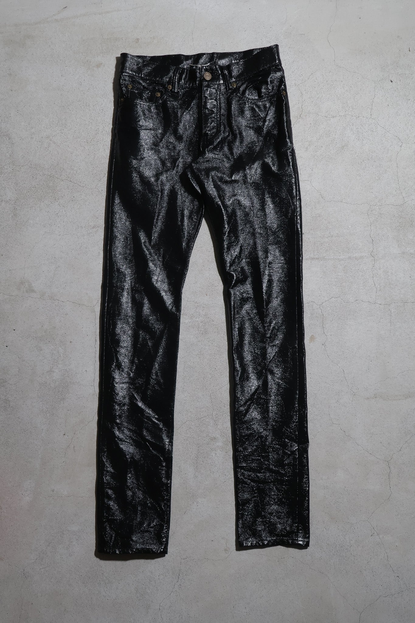 Saint Laurent SS14 Runway Faux Leather D05 Shiny Denim