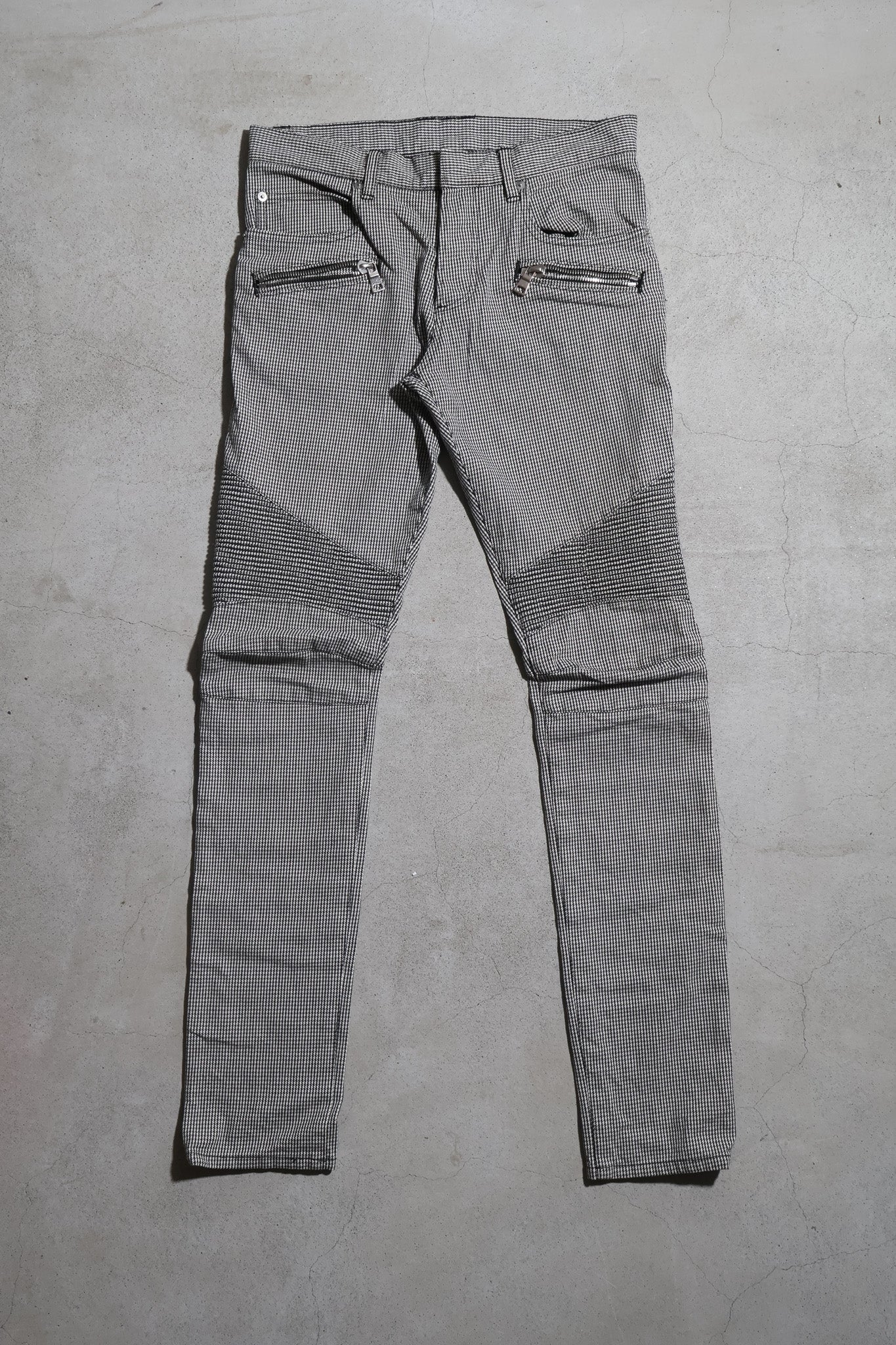 Balmain AW14 Houndstooth Biker Denim