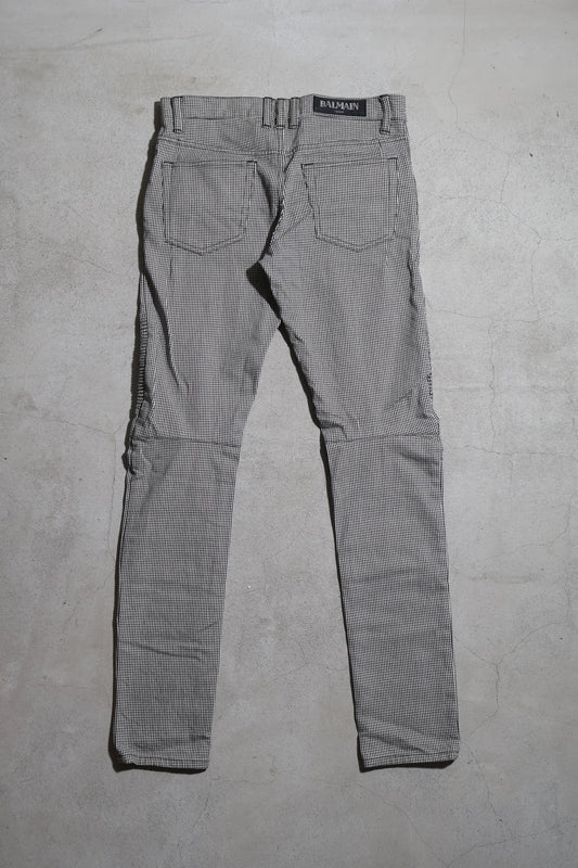 Balmain AW14 Houndstooth Biker Denim