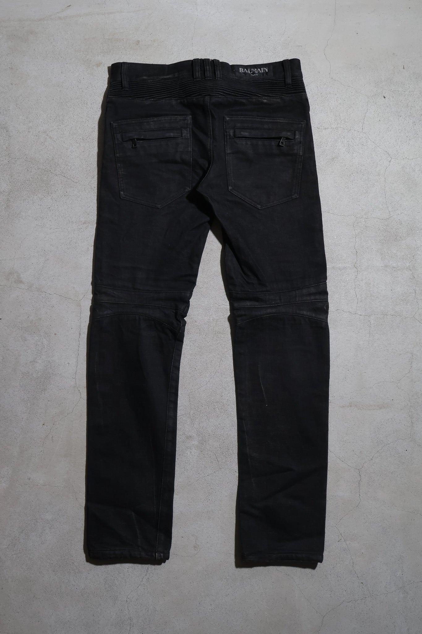 Balmain SS15 Waxed Biker Denim